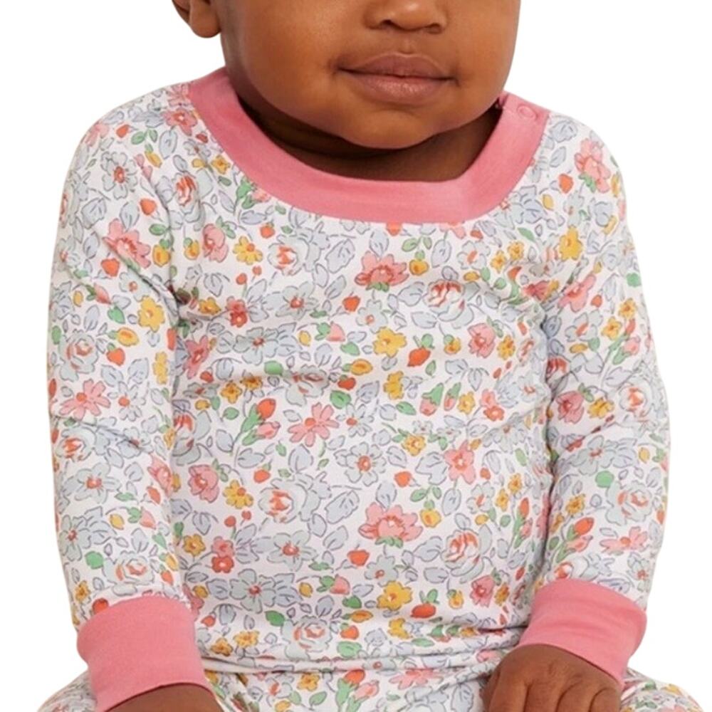 LAKE Baby Girls Pink Floral Long Sleeve Pima Cotton Pajama Top Size 12-18M